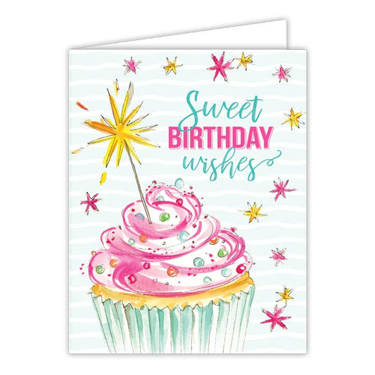 "Sweet Birthday Wishes" Cupcake with Sparkler Greeting Card