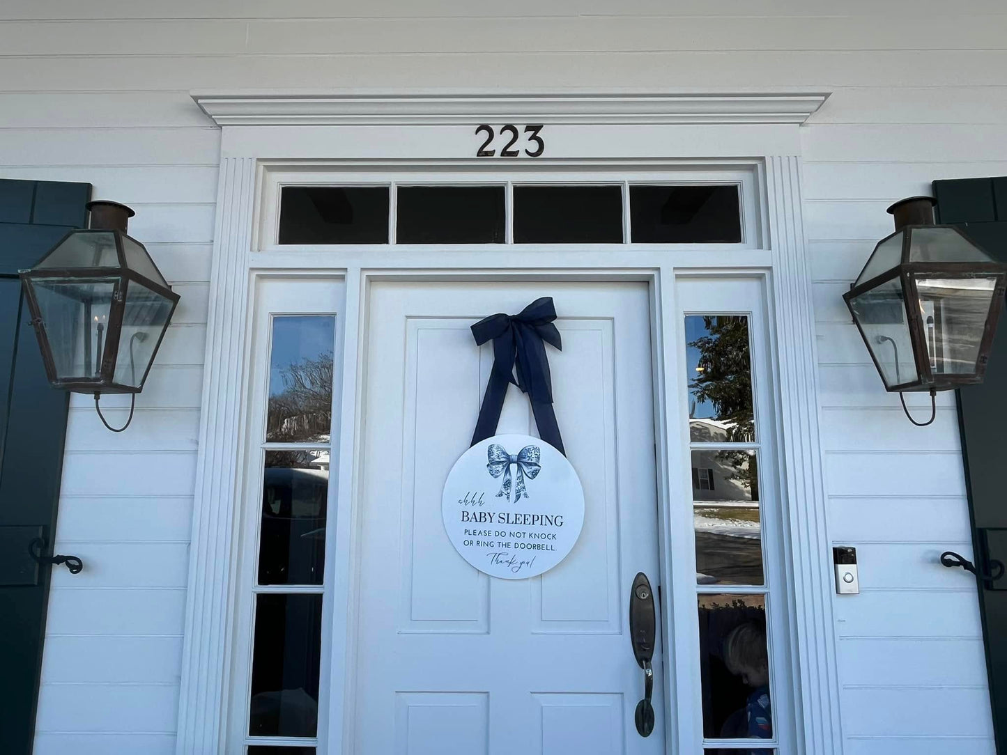 Chinoiserie New Baby Door Hanger Sign