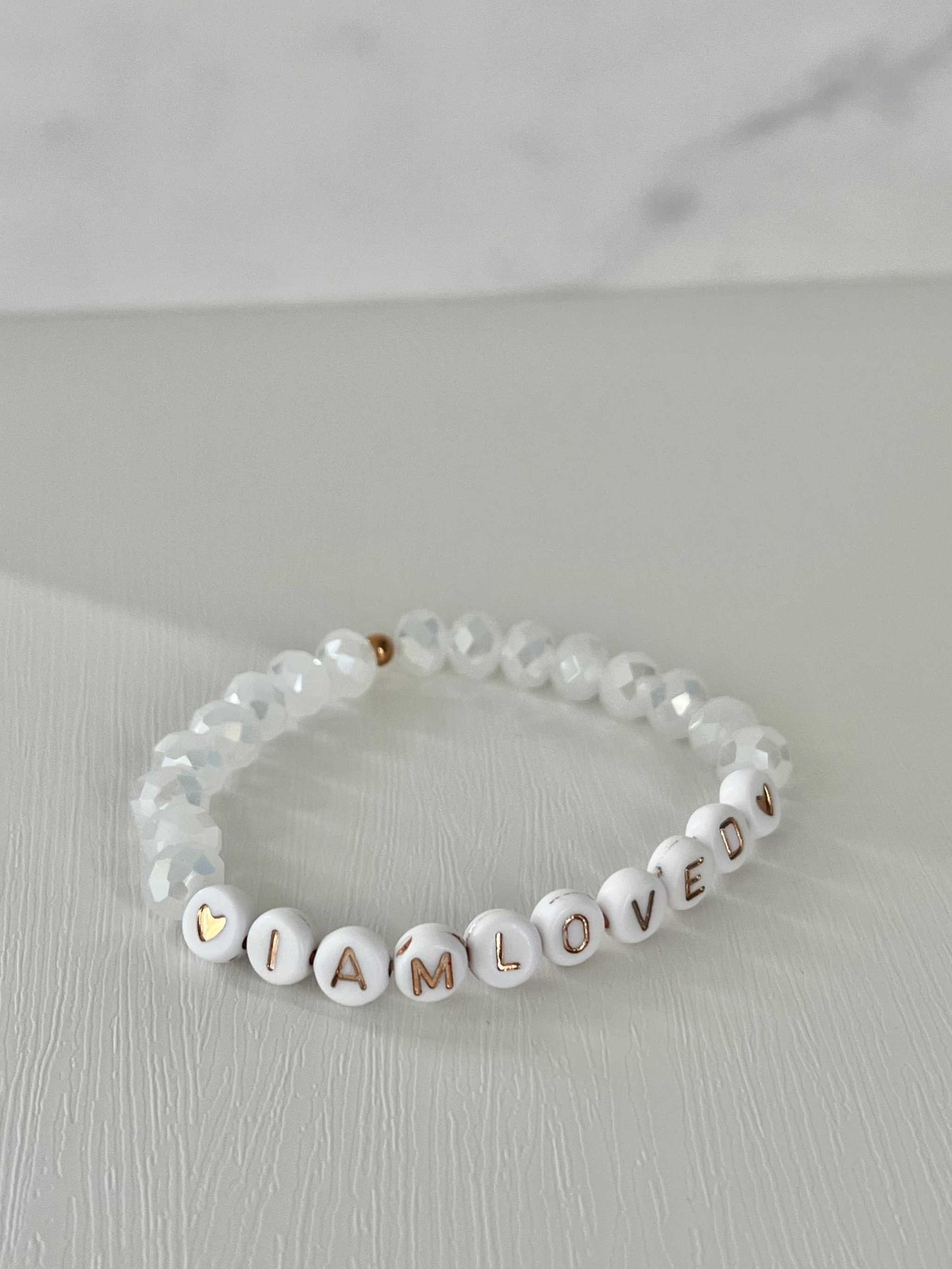 I Am Loved Pink Opal and White Bead Bracelet – Christian Jewelry