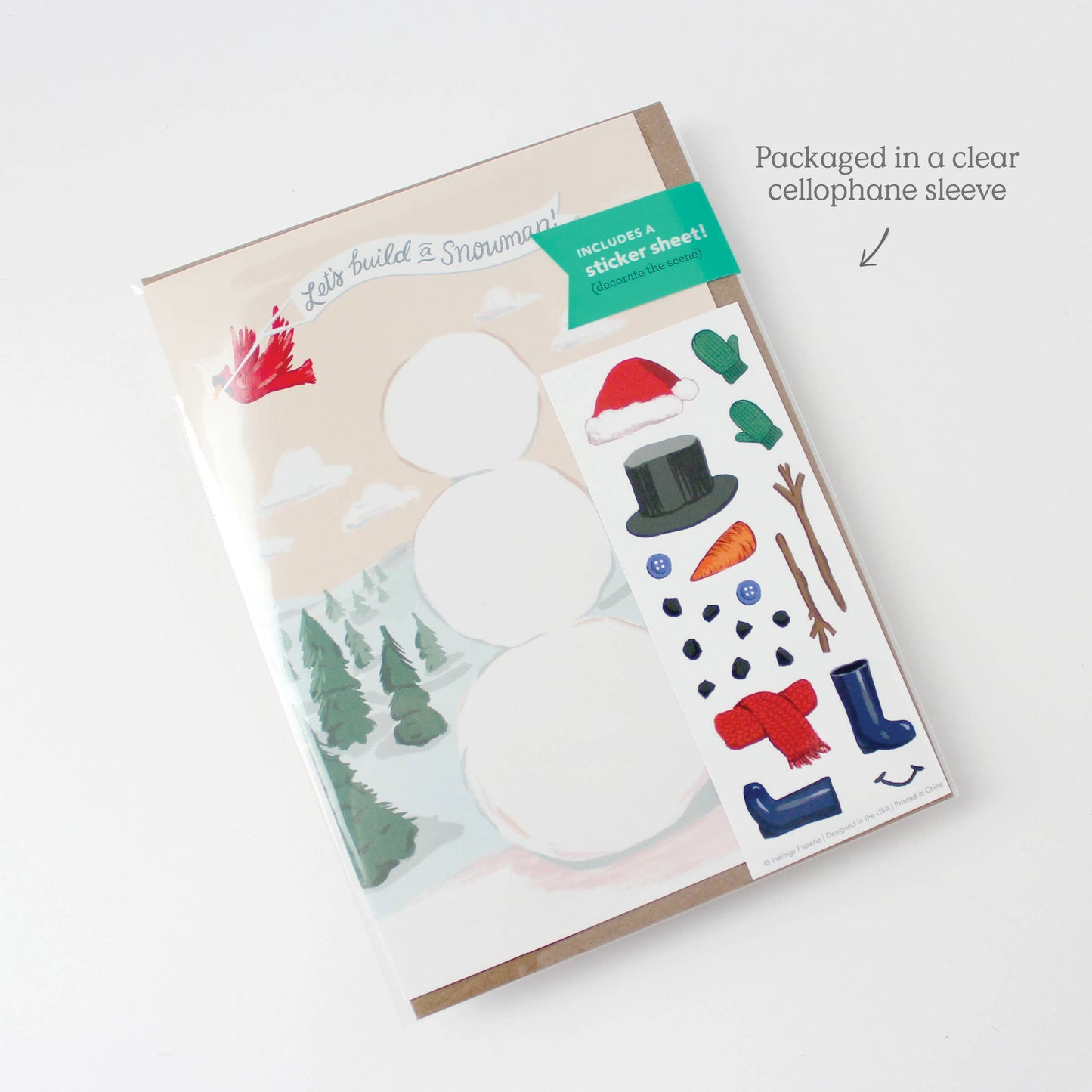 Sticker Scene Card - Build a Snowman