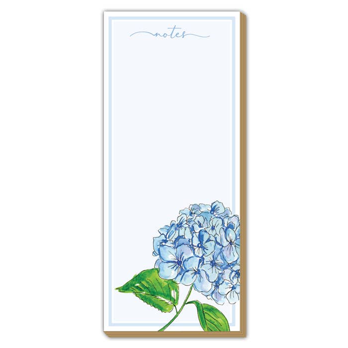 Blue Hydrangea "Notes" Luxe Skinny Notepad