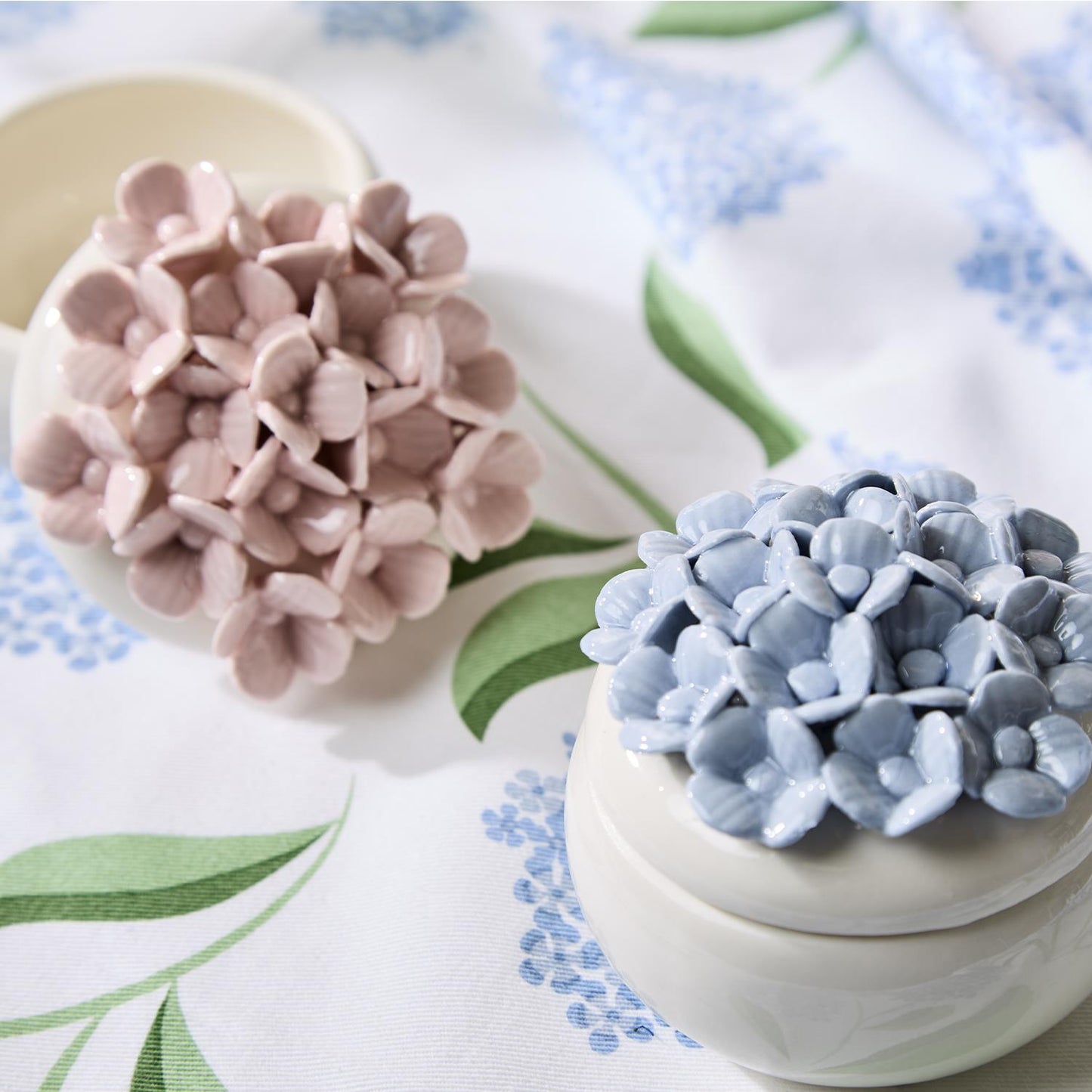 Porcelain Hydrangea Trinket Jewelry Box with Lid