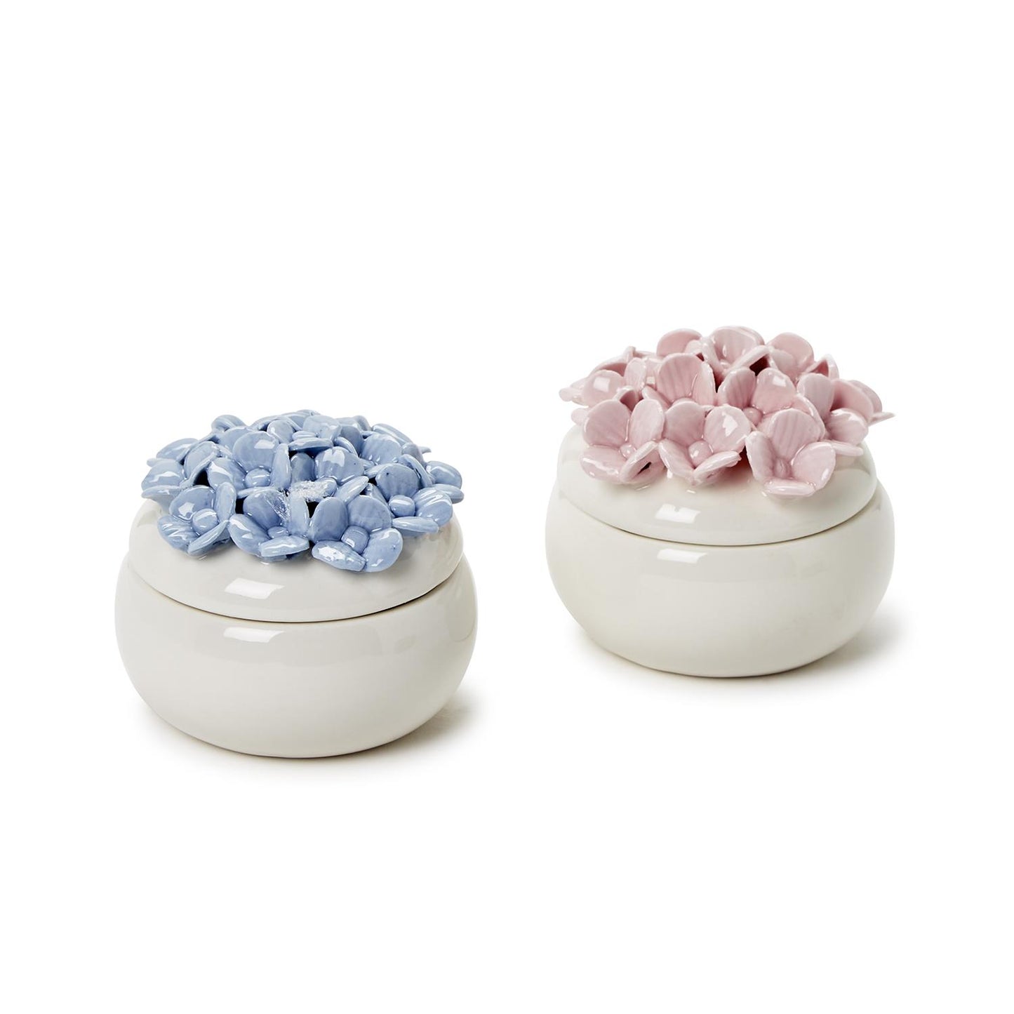 Porcelain Hydrangea Trinket Jewelry Box with Lid