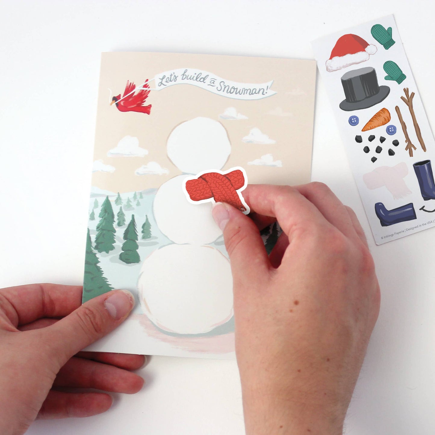Sticker Scene Card - Build a Snowman