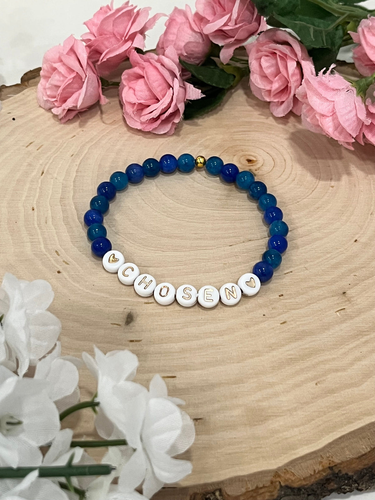 Blue Chosen Bead Bracelet – Elegant Stone Jewelry with Meaning