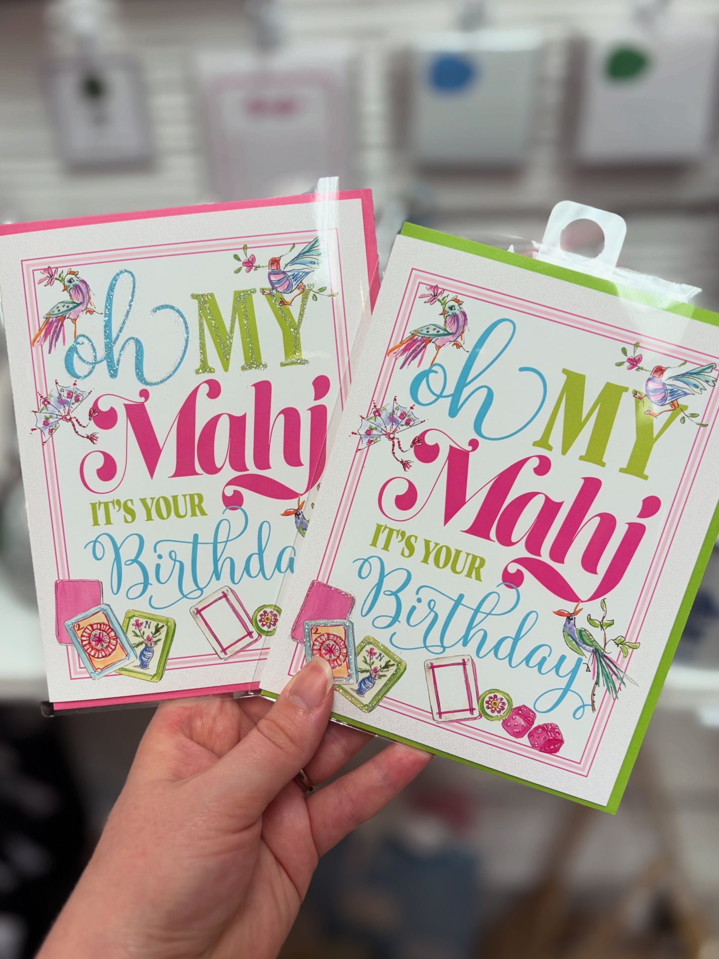 Handpainted "Oh My Mahj It's Your Birthday" Greeting Card