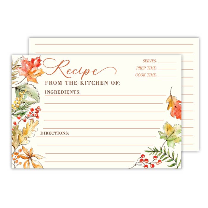Handpainted Fall Leaves Recipe Card