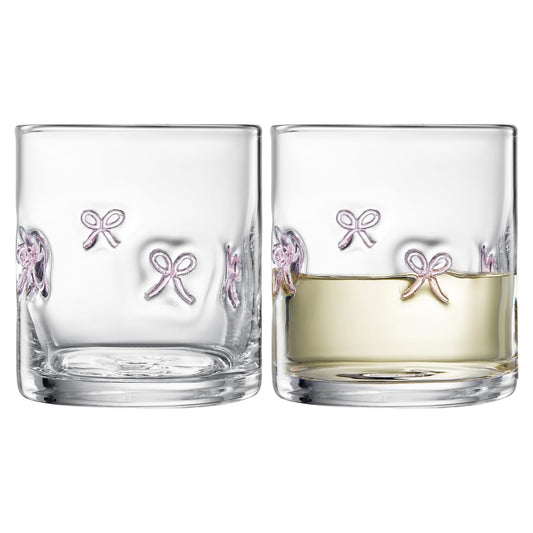 Khen Bowtie Tumblers Set Stylish Break Resistant Acrylic Drinkware - Set of 2 Pink