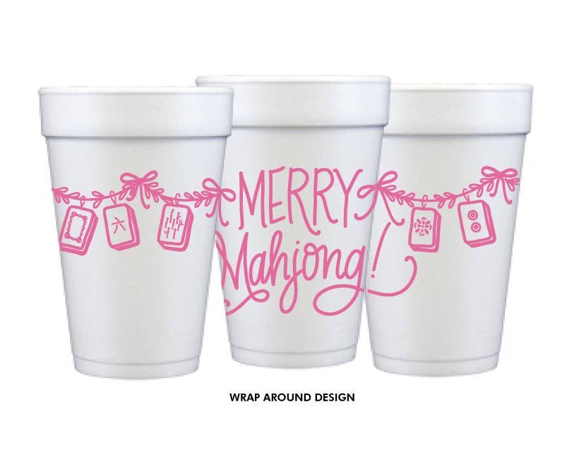 Merry Mahjong | Christmas Styrofoam Cups & Cocktail Napkins