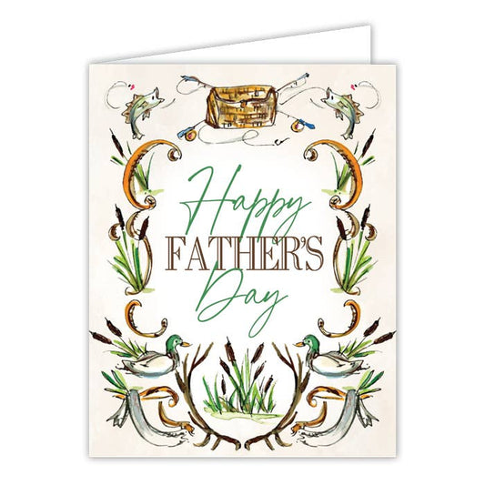 "Happy Father's Day" Fishing and Ducks Greeting Card