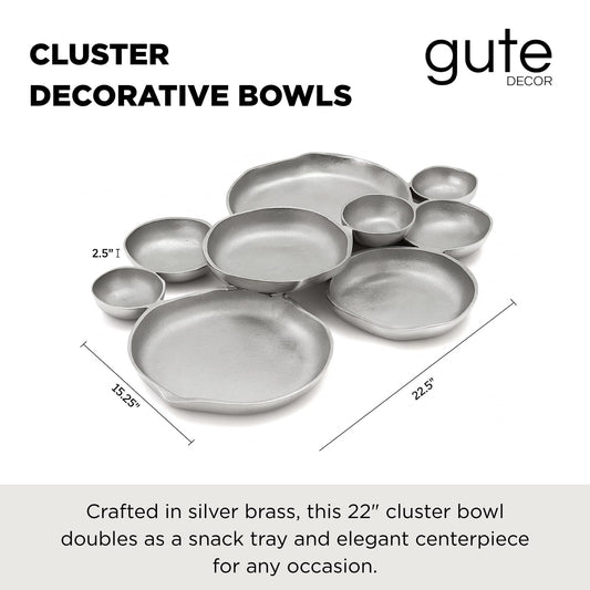 Cluster Decorative Bowls, Bright Silver Brass - Decoration