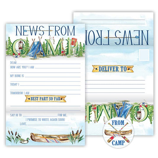 Handpainted "News From Camp" Blue Tent Fold 'N Seal