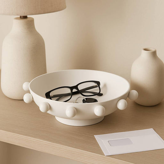 Decorative Hobnail White Bowl