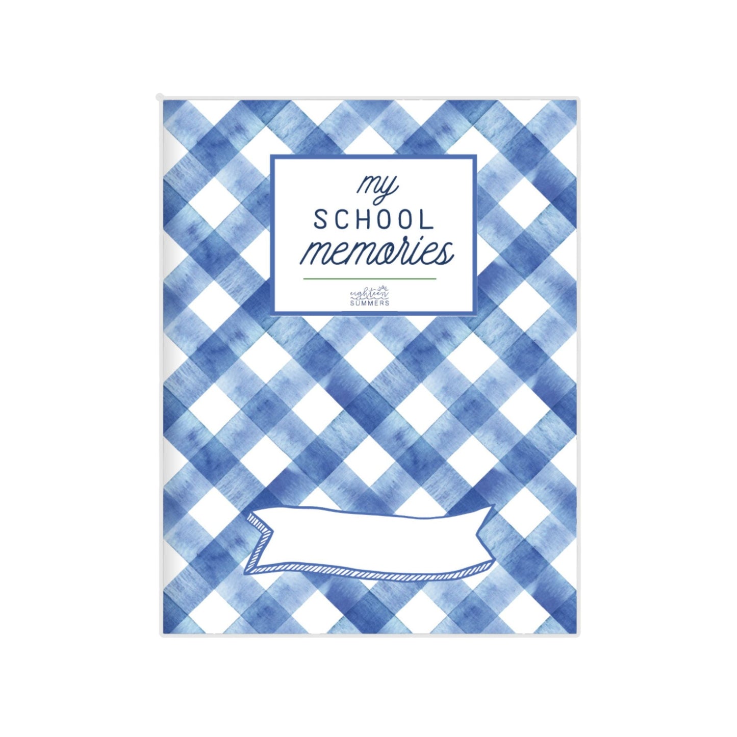 Classic Blue Gingham School Memory Journal