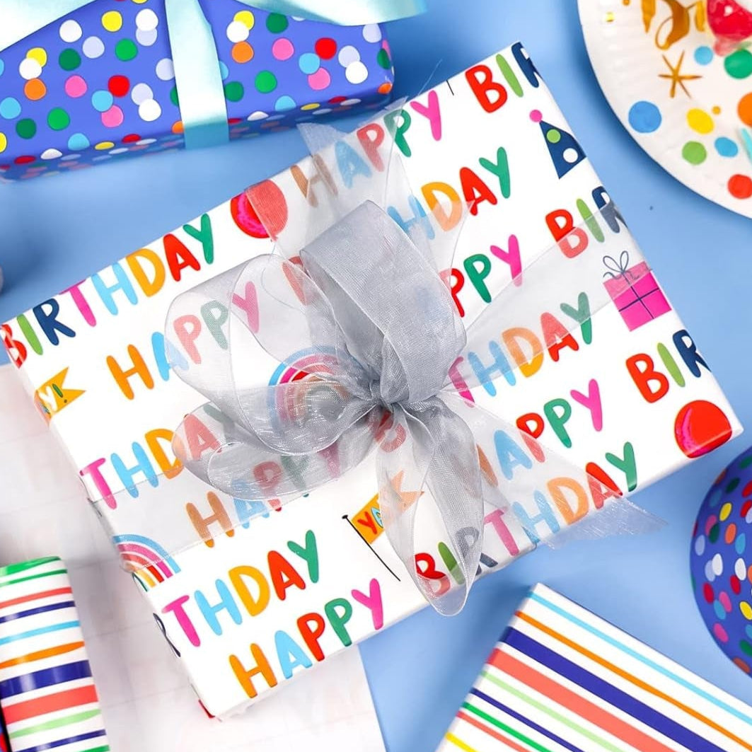 Colorful Birthday Wrapping Paper Roll