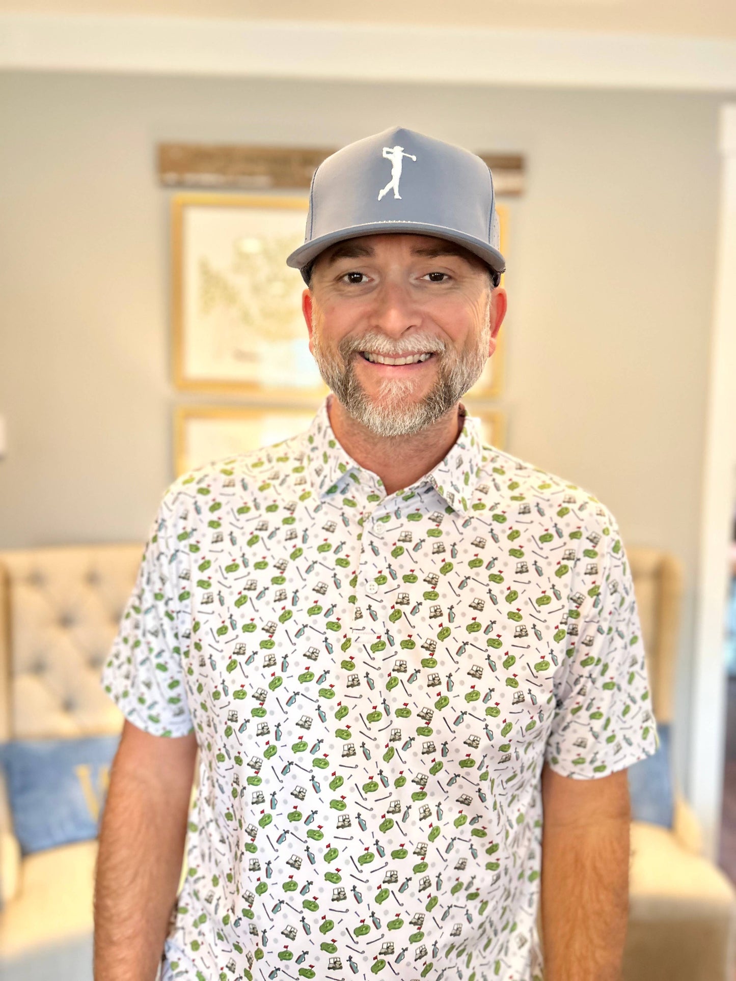 White and Golf Print Polo