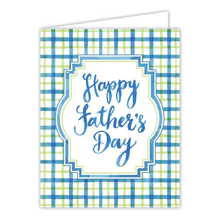 "Happy Father's Day" Blue and Green Plaid Greeting Card