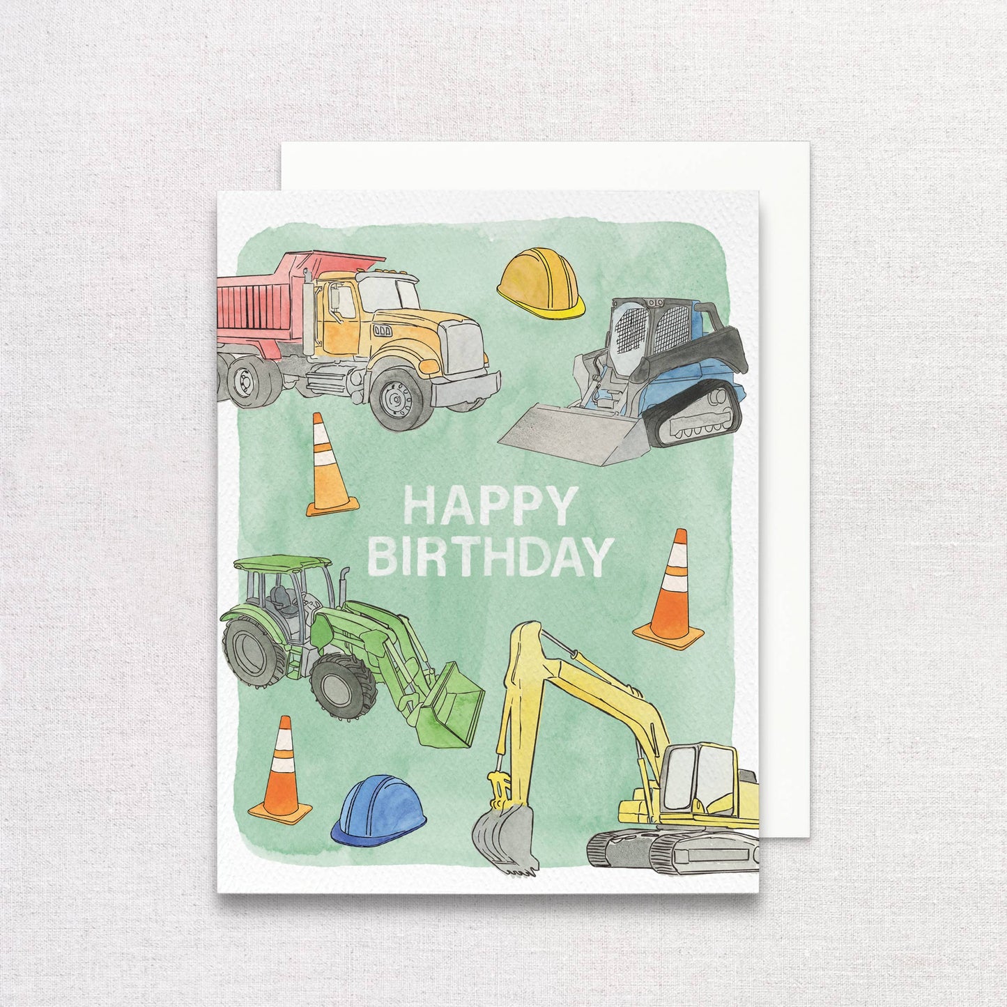 Construction Trucks Birthday Greeting Card