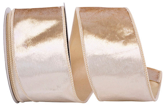 2.5" x 10 yds DESIGNER PLUSH VELVET ELITE WIRED EDGE champagne