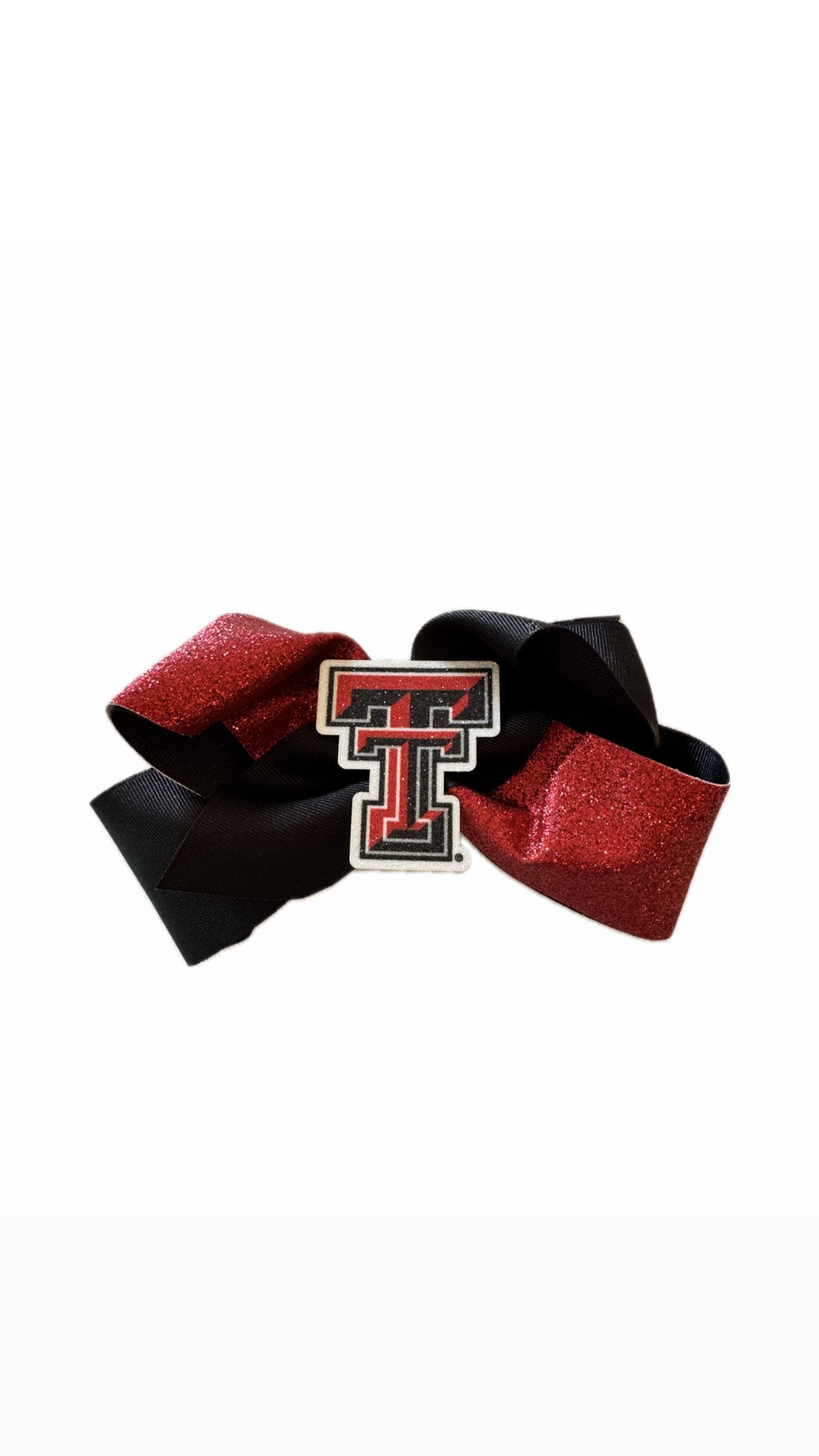College Logo Glitter Overlay King Grosgrain Bow