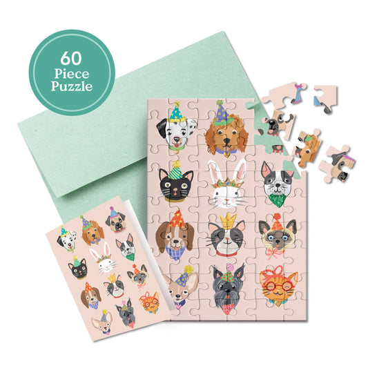Puzzle Greeting Card - Party Animals