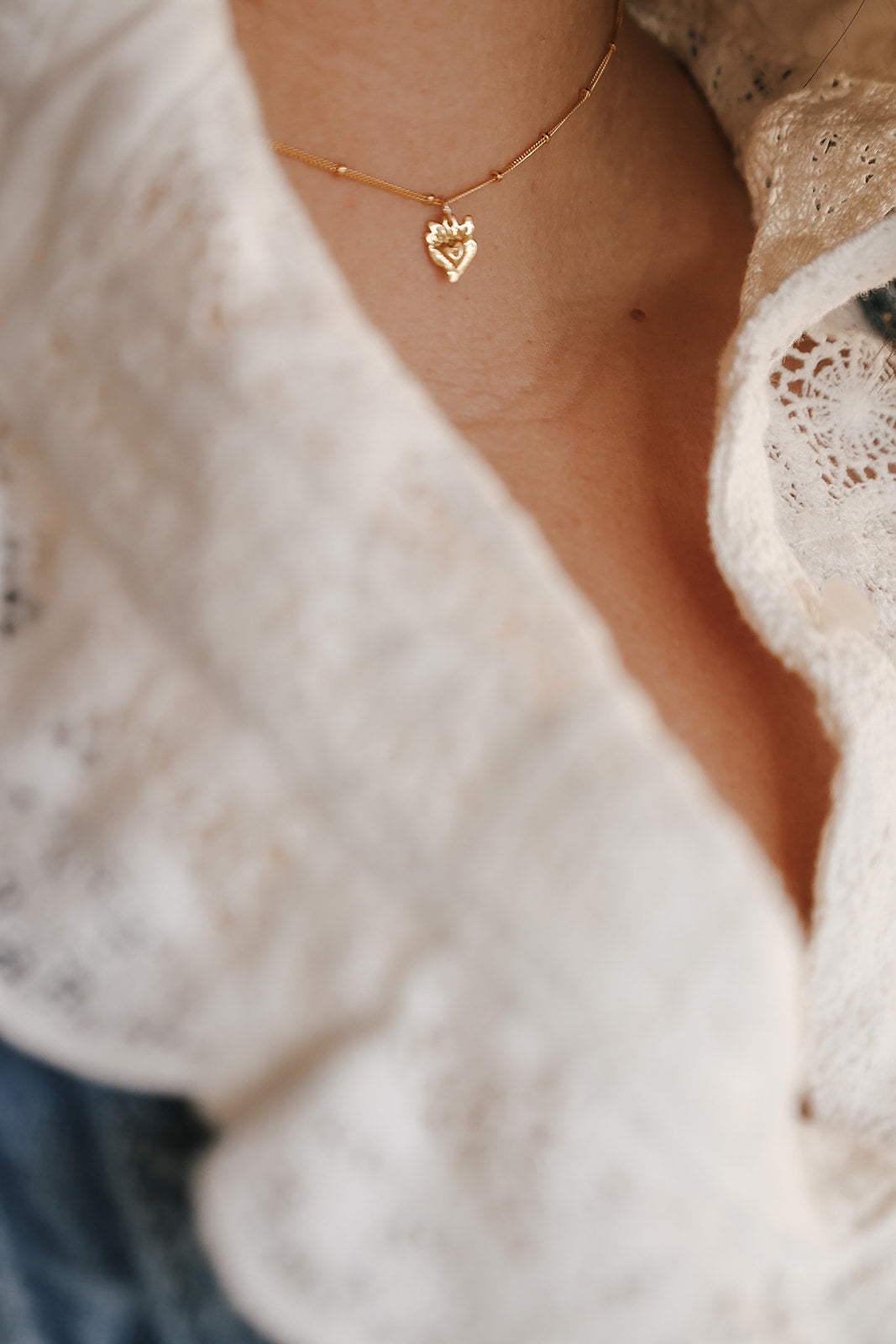 Tiny Sacred Heart Necklace