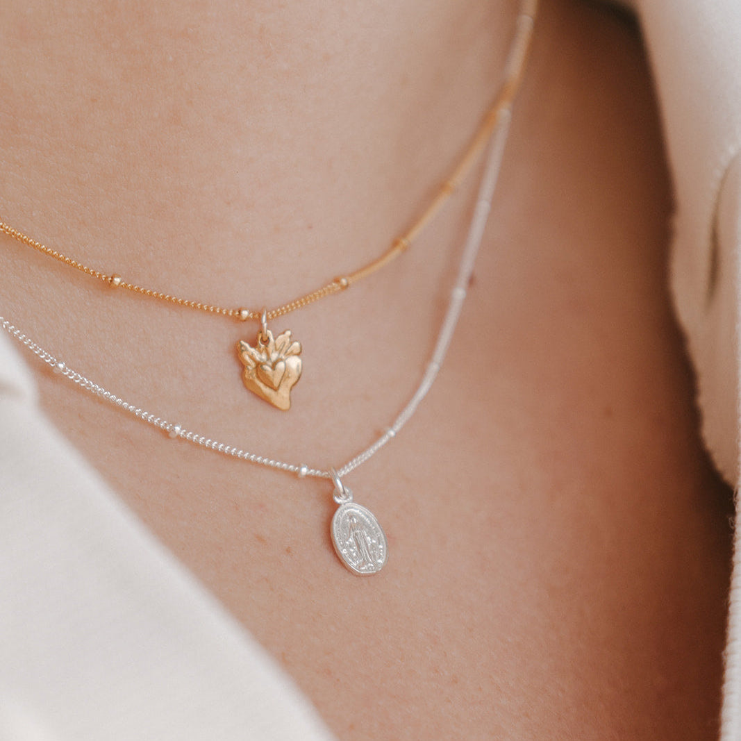 Tiny Sacred Heart Necklace
