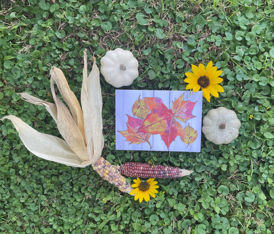 Autumn Crunch: Watercolor Leaf Greeting Card – Blank Inside for Fall Notes