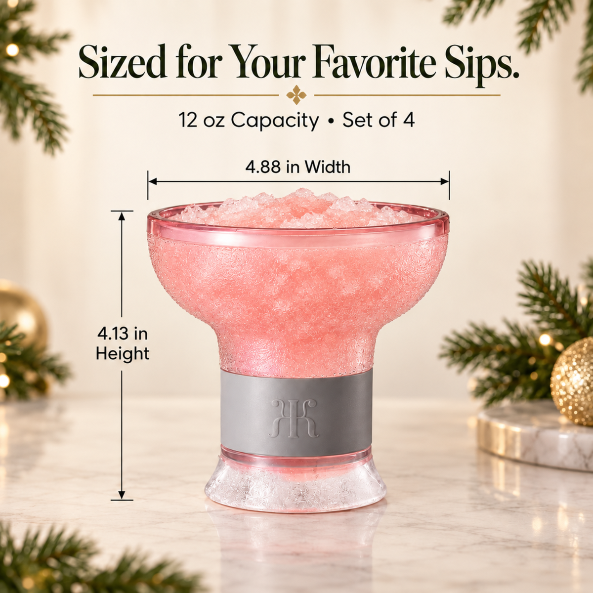 Eze Frozen Margarita & Cocktail Chiller Glasses, Acrylic, Set of 4