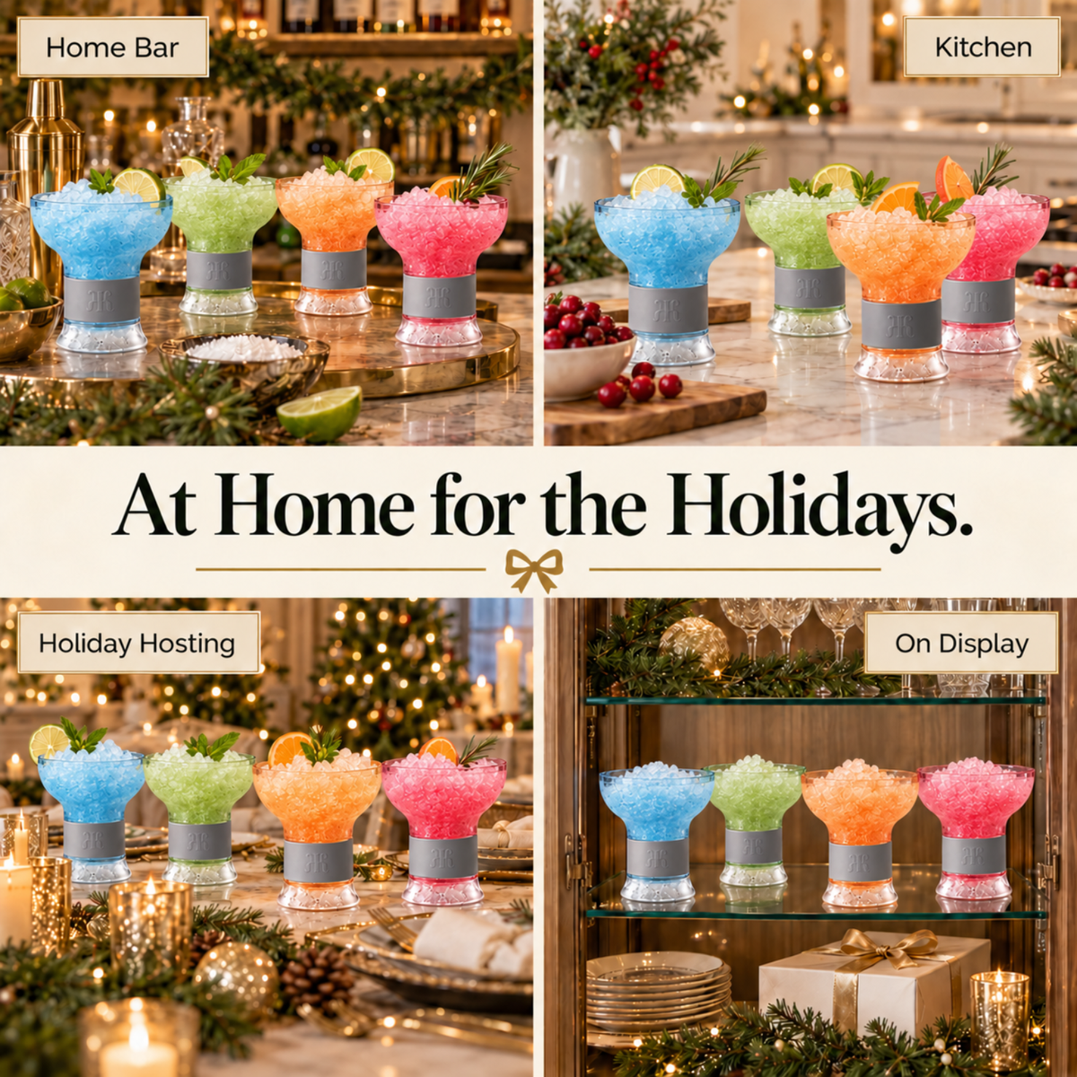 Eze Frozen Margarita & Cocktail Chiller Glasses, Acrylic, Set of 4