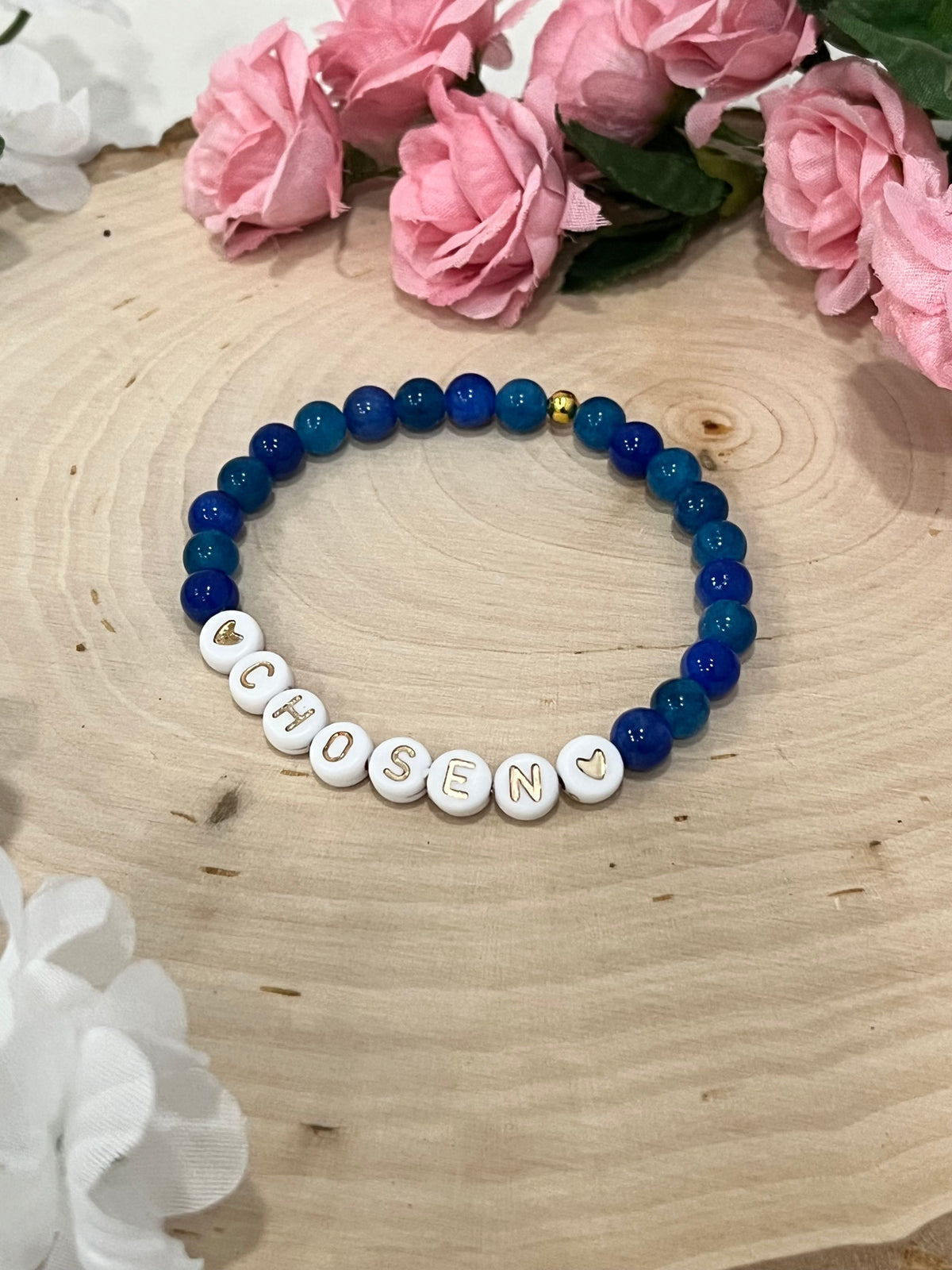 Blue Chosen Bead Bracelet – Elegant Stone Jewelry with Meaning