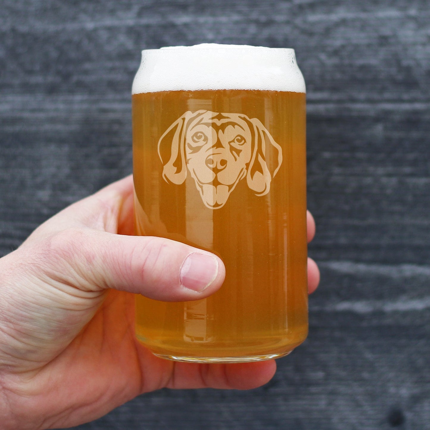 Happy Beagle Beer Can Pint Glass - Fun Dog Themed Decor and Gifts for Moms & Dads of Beagles - 16 oz Glasses
