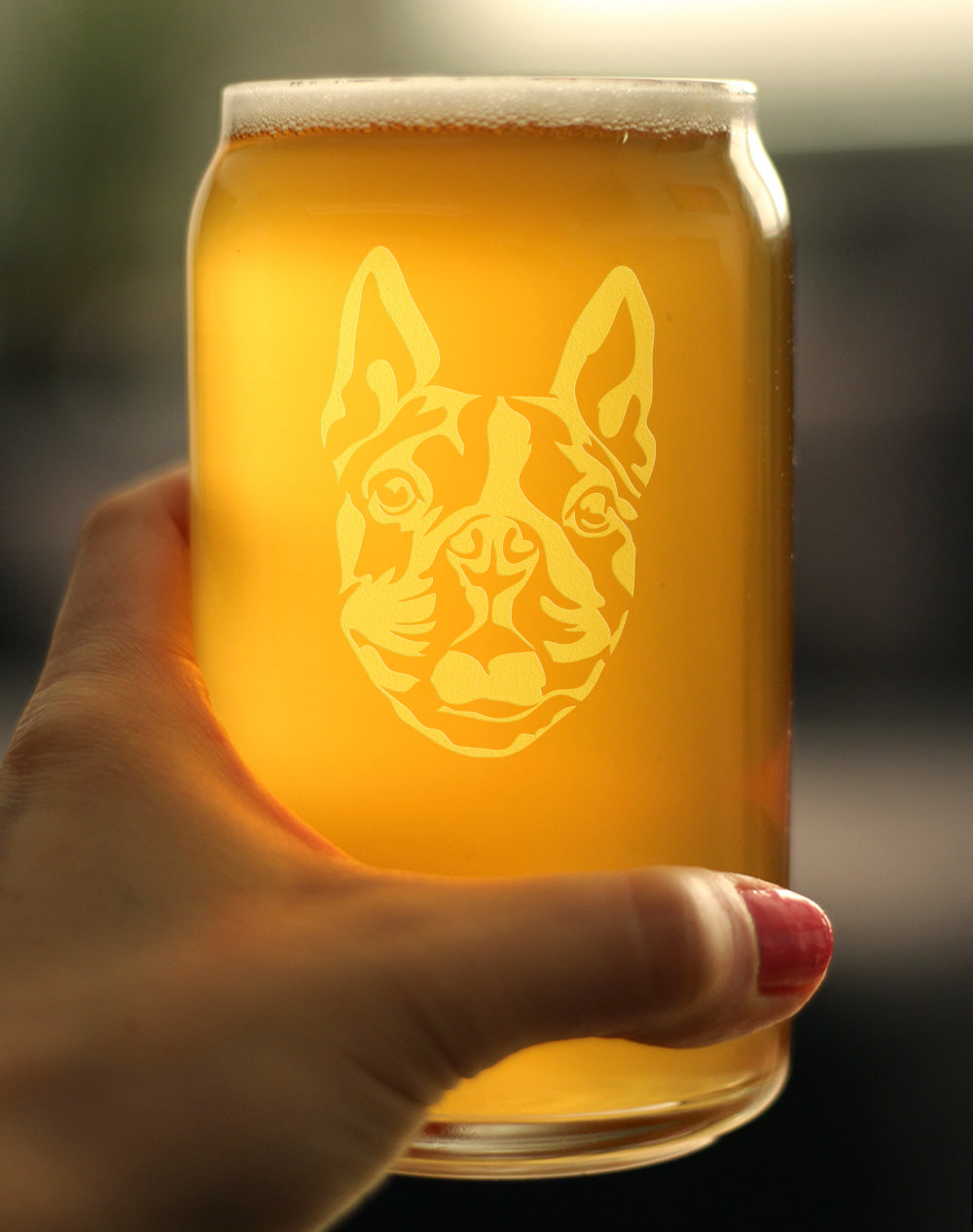 Boston Terrier Face Beer Can Pint Glass - Unique Dog Themed Decor and Gifts for Moms & Dads of Boston Terriers - 16 Oz