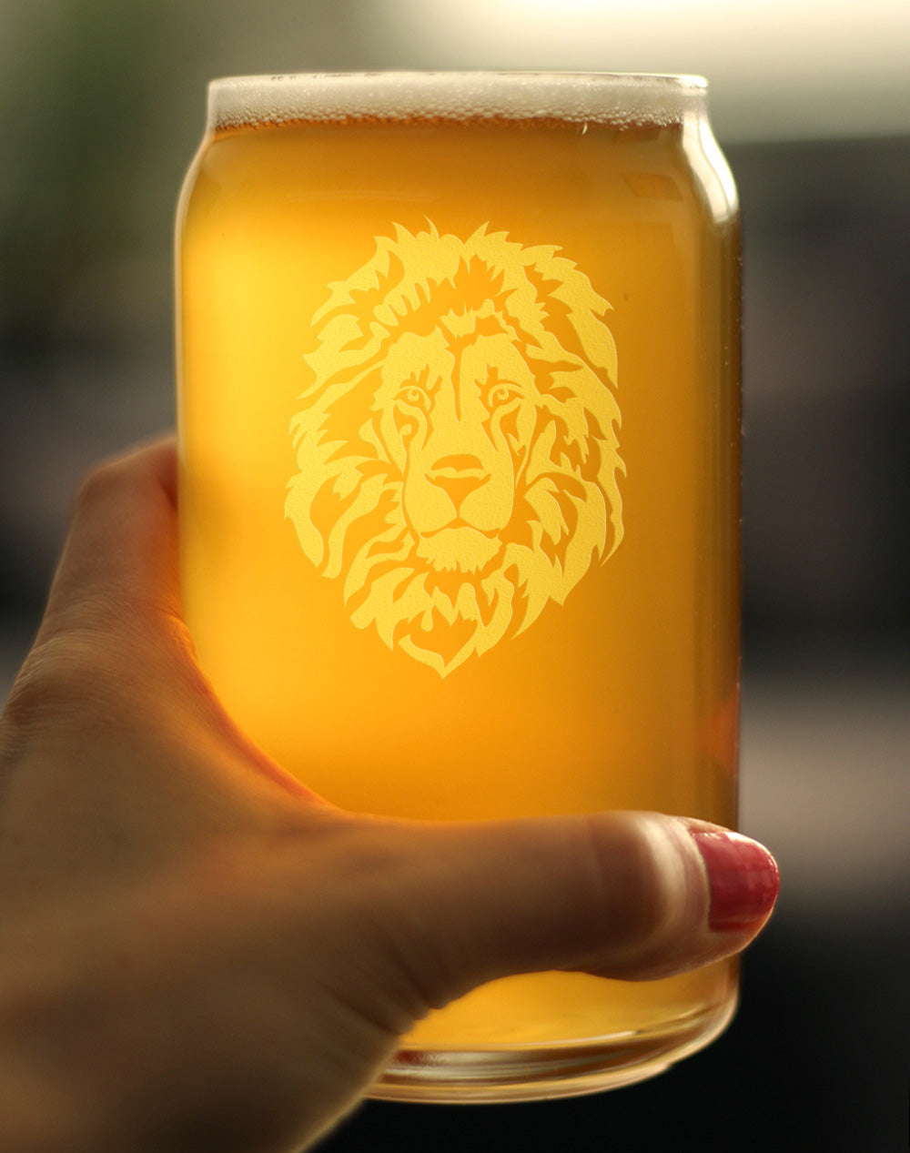 Lion Face Beer Can Pint Glass - Unique Lion Themed Decor and Gifts for Animal Lovers - 16 Oz Glasses