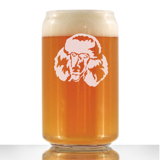 Happy Poodle - Beer Can Pint Glass - Fun Unique Poodle Themed Dog Gifts and Party Decor for Women and Men - 16 oz