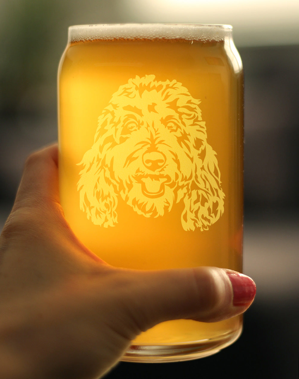 Golden Doodle Face - Beer Can Pint Glass - Goldendoodle Gifts for Women & Men - 16 oz Glasses