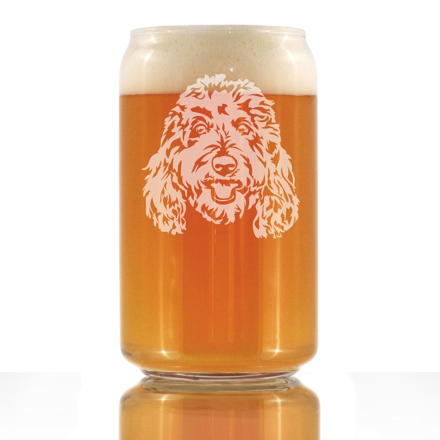 Golden Doodle Face - Beer Can Pint Glass - Goldendoodle Gifts for Women & Men - 16 oz Glasses