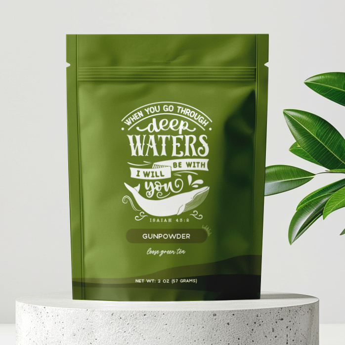 Bible Verse Tea "When You Go Through Deep Waters" Gunpowder