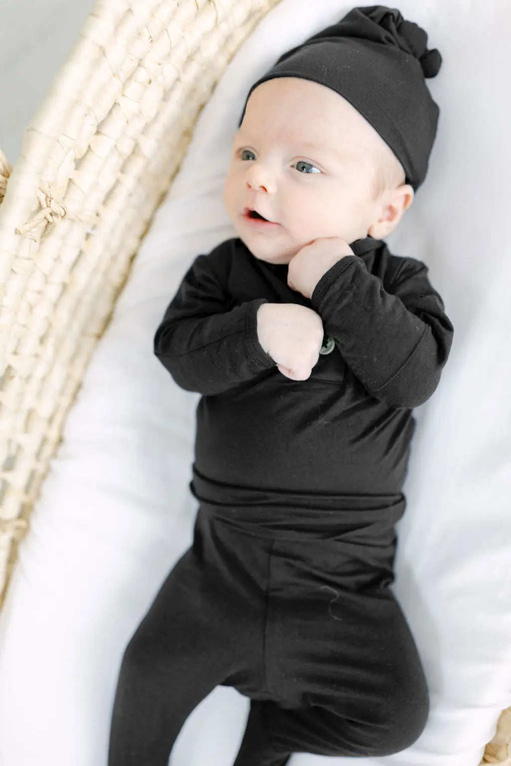 Top and Bottom Outfit and Hat Set, Newborn Clothes, Baby Boy Outfit Sets - Black