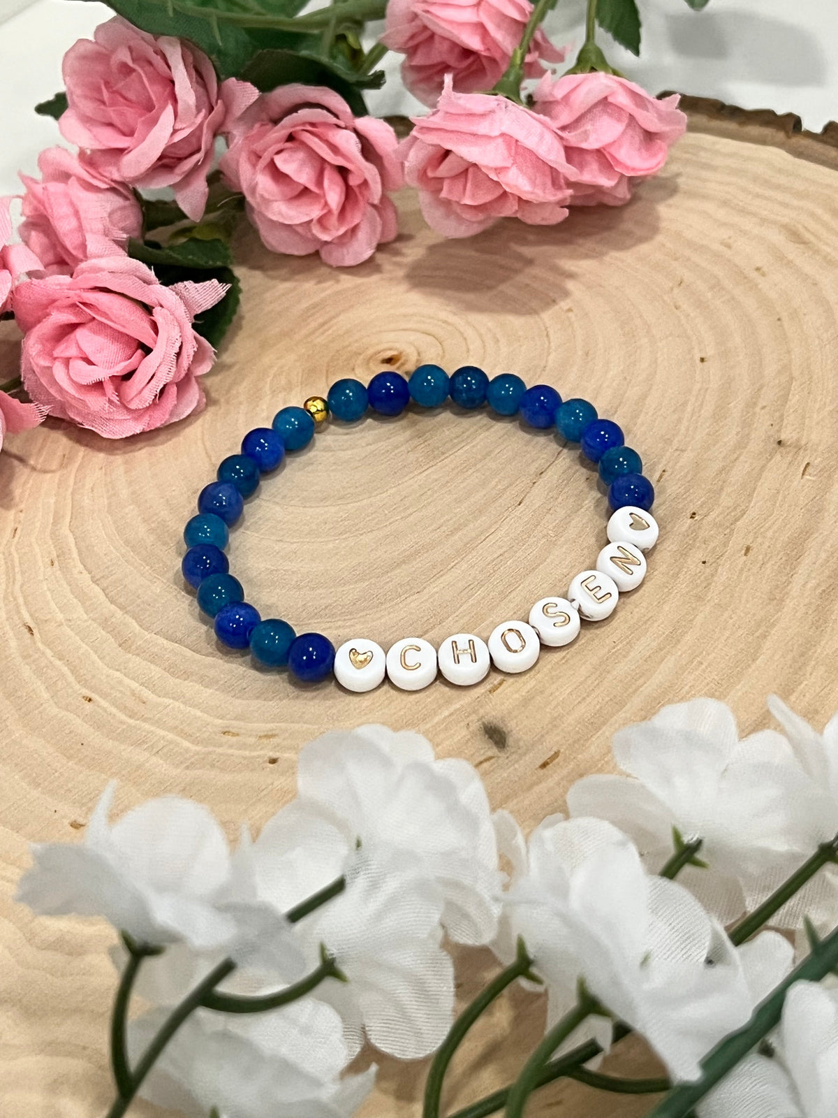 Blue Chosen Bead Bracelet – Elegant Stone Jewelry with Meaning