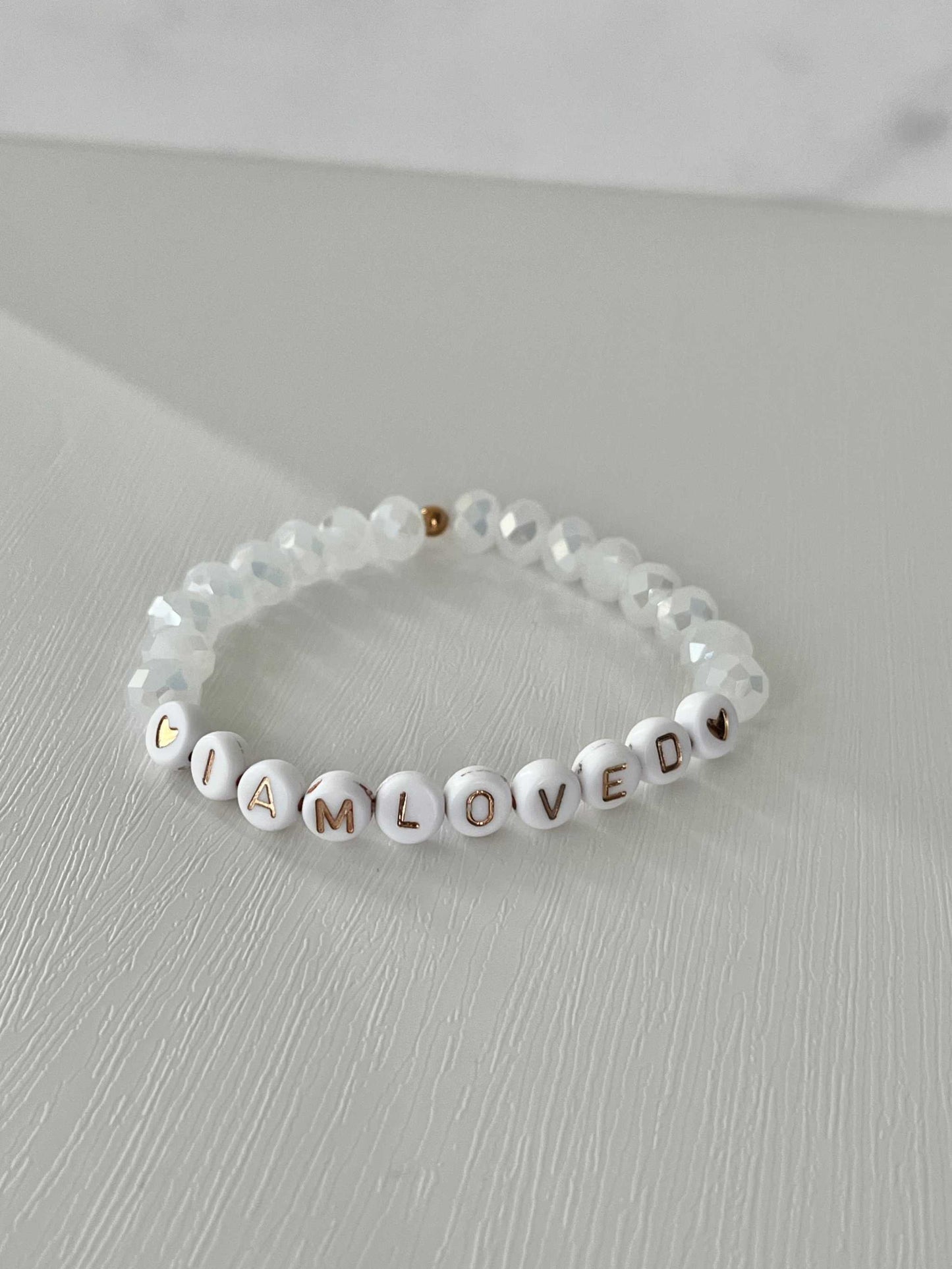 I Am Loved Pink Opal and White Bead Bracelet – Christian Jewelry