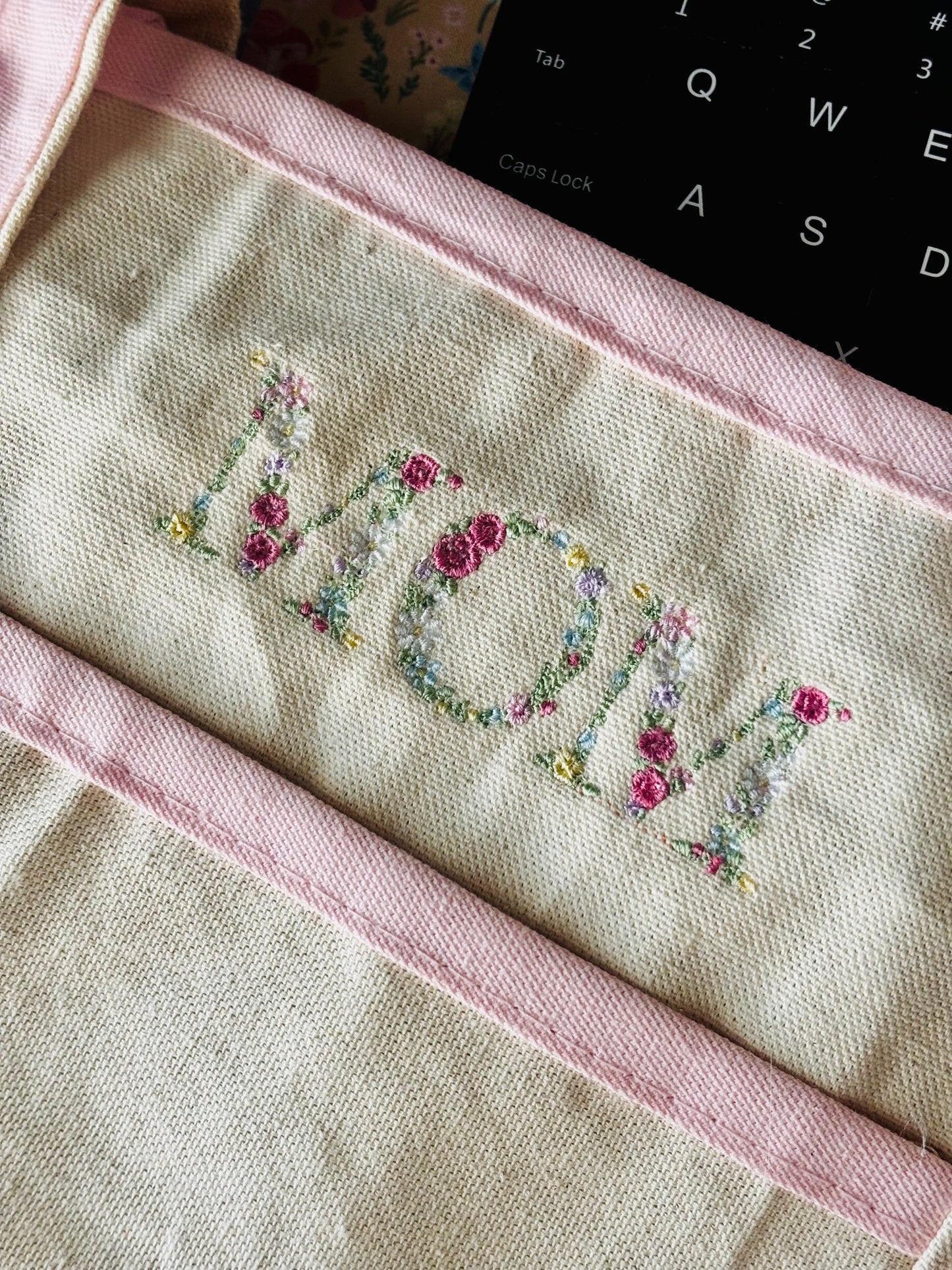 Embroidered Mom Floral Tote