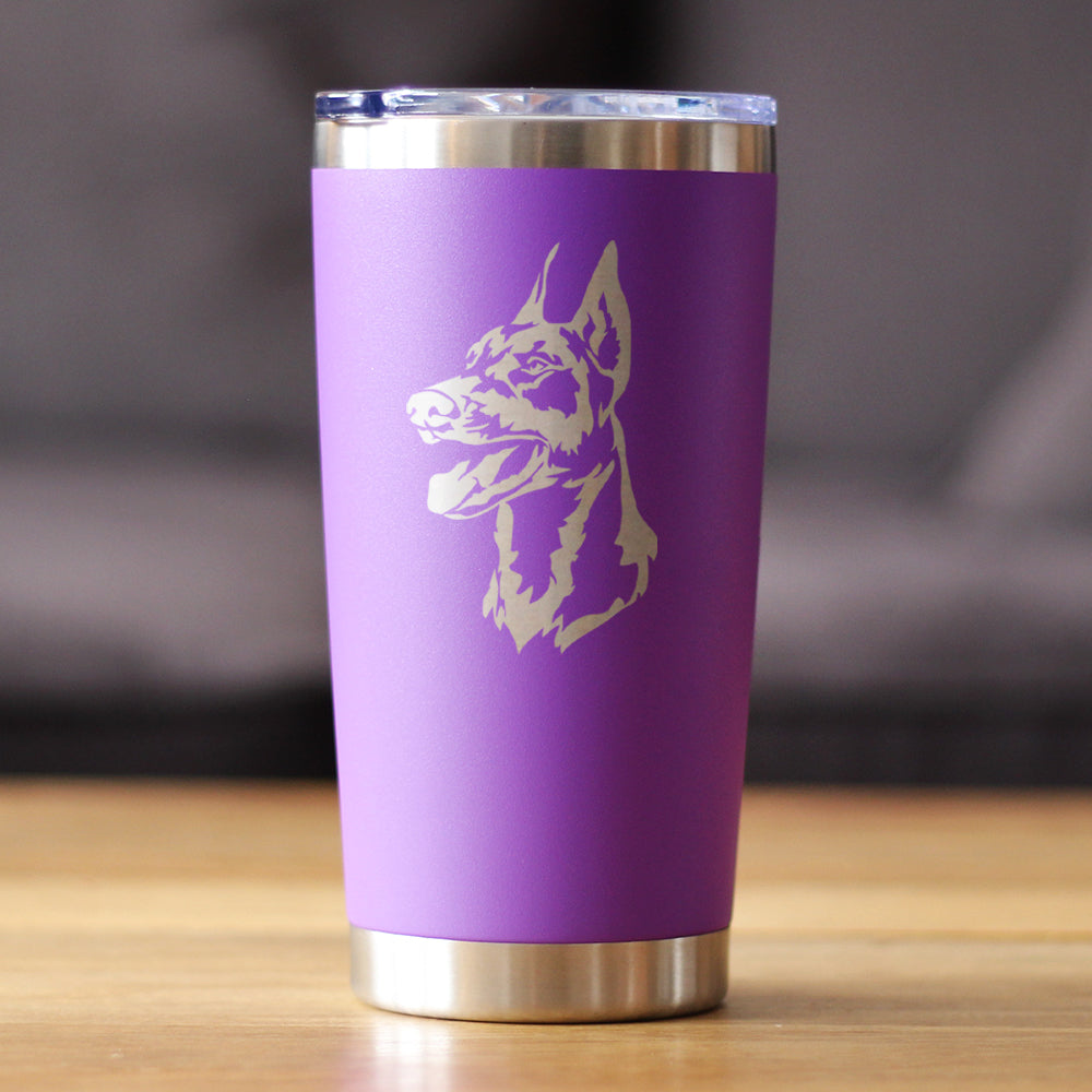 Doberman Face - Insulated Coffee Tumbler Cup with Sliding Lid - Stainless Steel Travel Mug - Doberman Dog Gifts for Women and Men