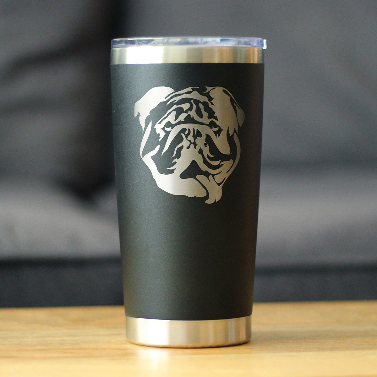English Bulldog - Insulated Coffee Tumbler Cup with Sliding Lid - Stainless Steel Insulated Mug - Fun Unique Bulldog Themed Décor and Gifts for Men & Women