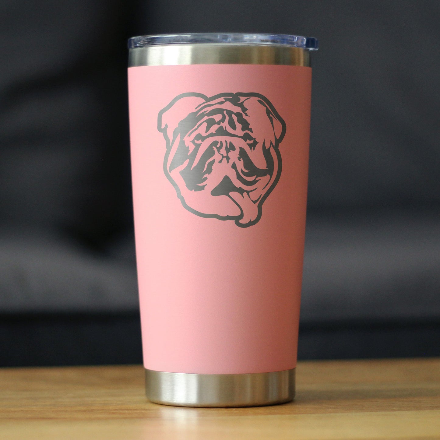English Bulldog - Insulated Coffee Tumbler Cup with Sliding Lid - Stainless Steel Insulated Mug - Fun Unique Bulldog Themed Décor and Gifts for Men & Women