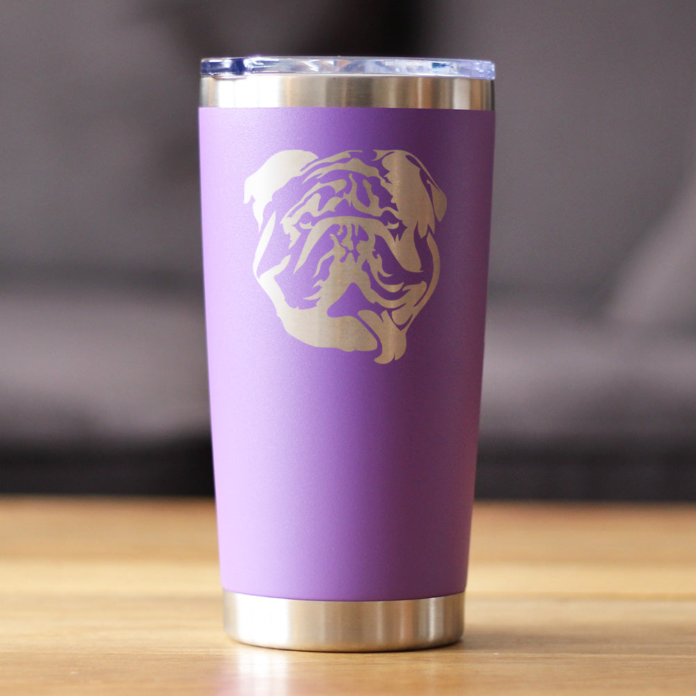 English Bulldog - Insulated Coffee Tumbler Cup with Sliding Lid - Stainless Steel Insulated Mug - Fun Unique Bulldog Themed Décor and Gifts for Men & Women