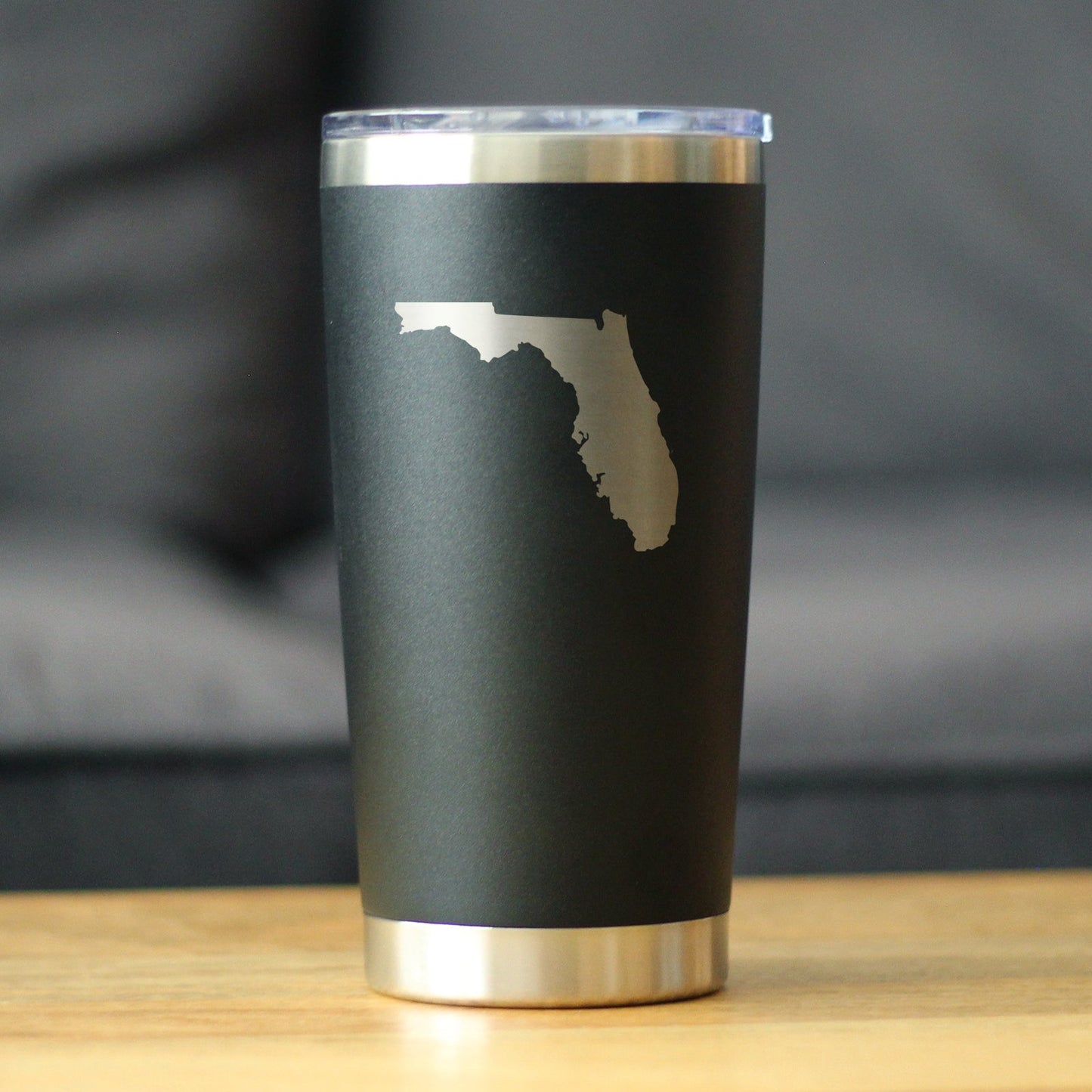 Florida State Outline - Insulated Coffee Tumbler Cup with Sliding Lid - Stainless Steel Coffee Mug - State Themed Outdoor Camping Gifts For Floridians