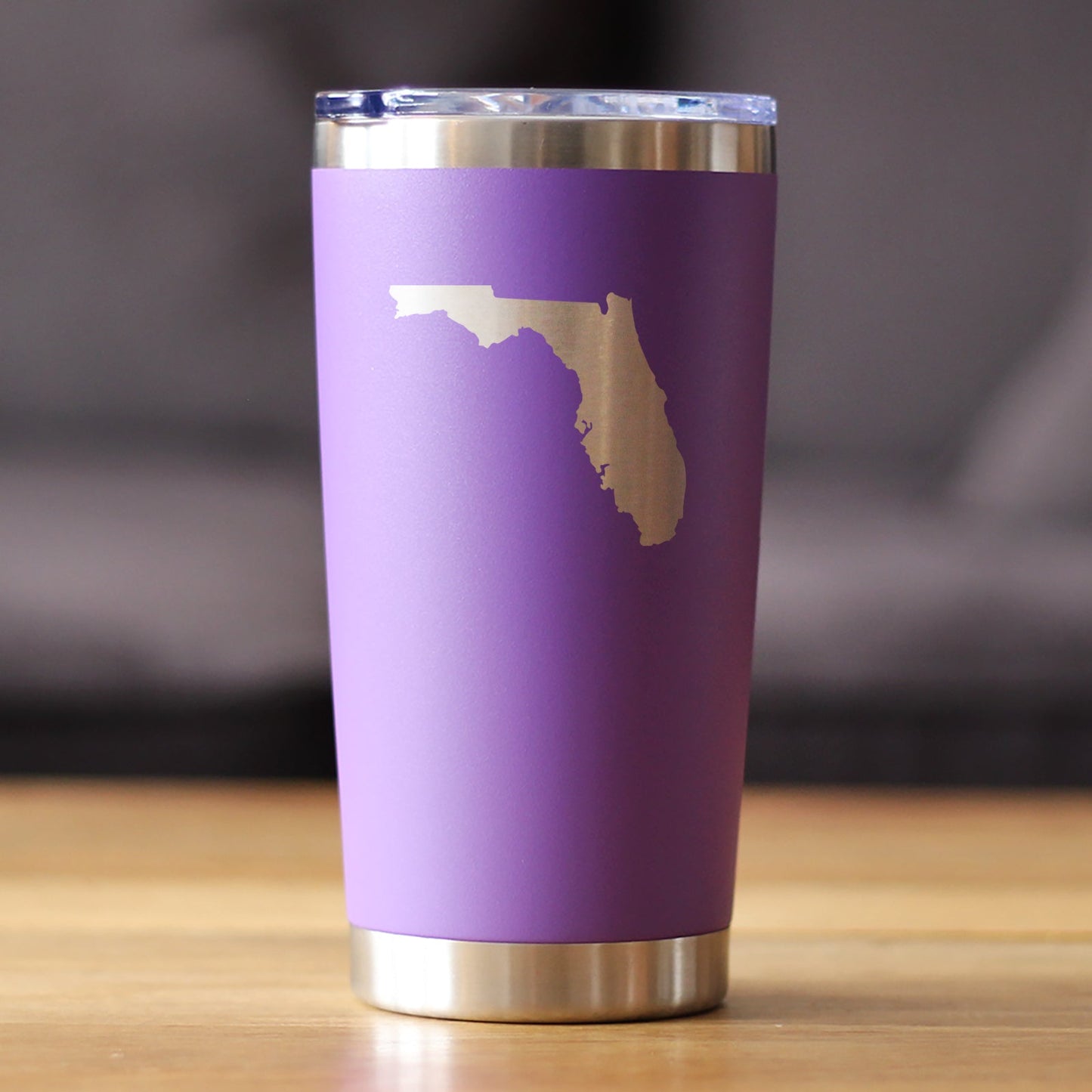 Florida State Outline - Insulated Coffee Tumbler Cup with Sliding Lid - Stainless Steel Coffee Mug - State Themed Outdoor Camping Gifts For Floridians
