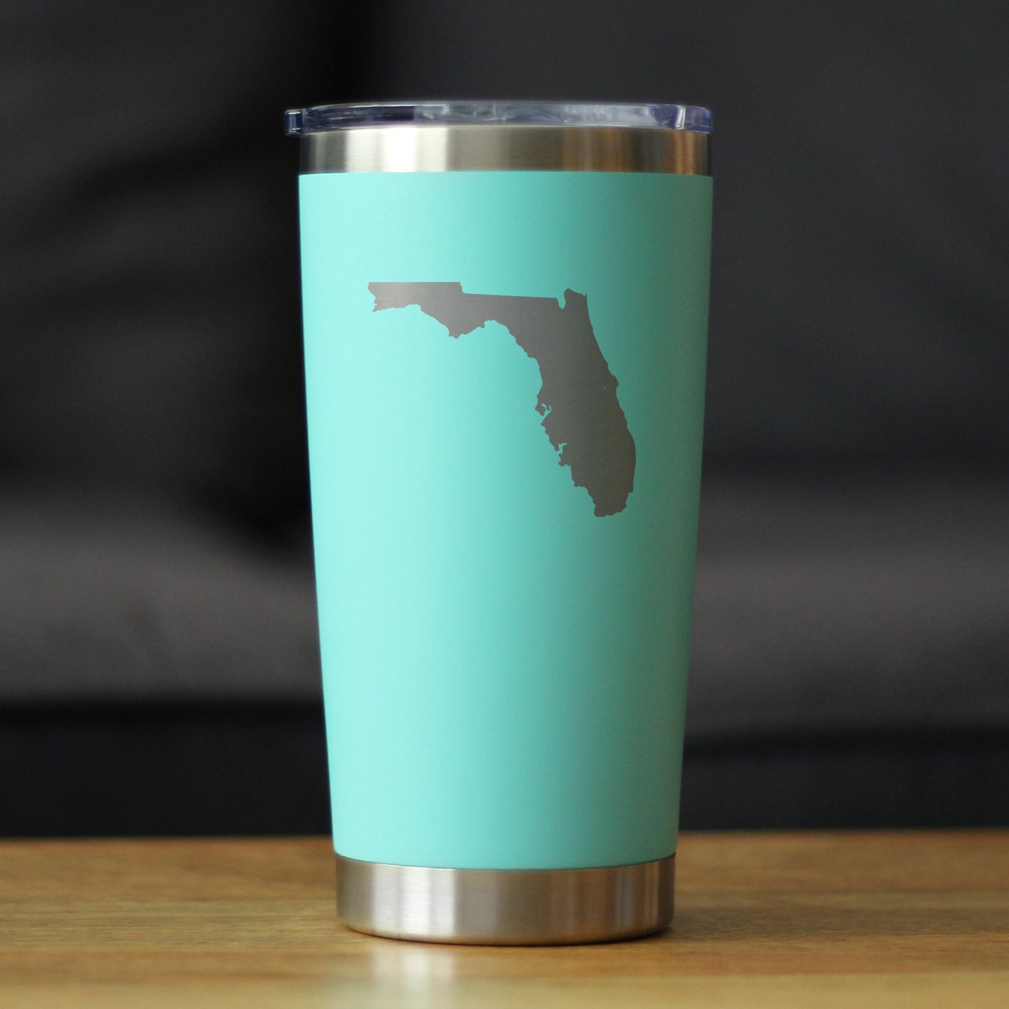 Florida State Outline - Insulated Coffee Tumbler Cup with Sliding Lid - Stainless Steel Coffee Mug - State Themed Outdoor Camping Gifts For Floridians