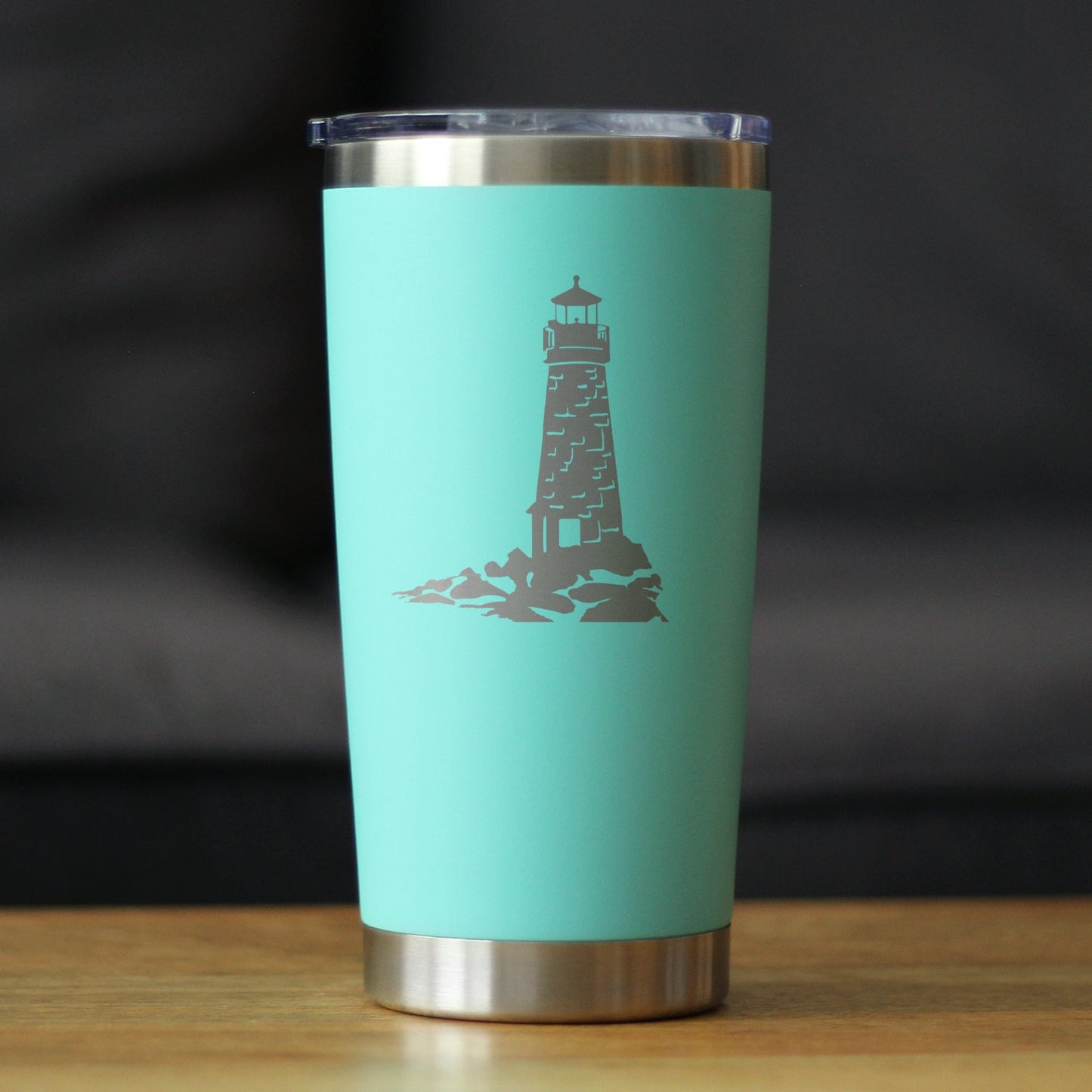 Lighthouse - Insulated Coffee Tumbler Cup with Sliding Lid - Stainless Steel Travel Mug - Beach Gifts and Decor for Women and Men